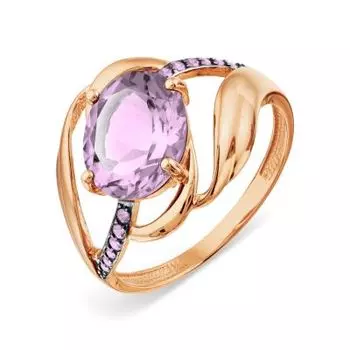 Кольцо с аметистом и фианитами Линии Любви
