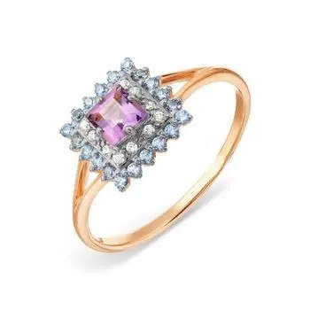 Кольцо с аметистом и фианитами Линии Любви