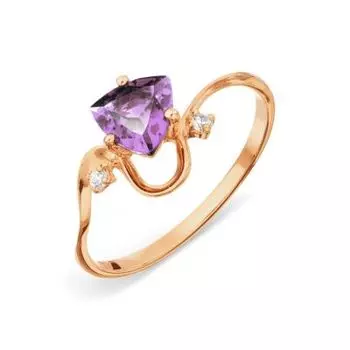 Кольцо с аметистом и фианитами Линии Любви