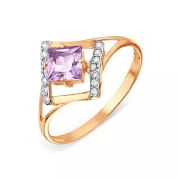 Кольцо с аметистом и фианитами Линии Любви
