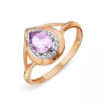 Кольцо с аметистом и фианитами Линии Любви