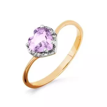 Кольцо с аметистом и фианитами Линии Любви