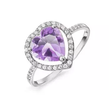 Кольцо с аметистом и фианитами Линии Любви