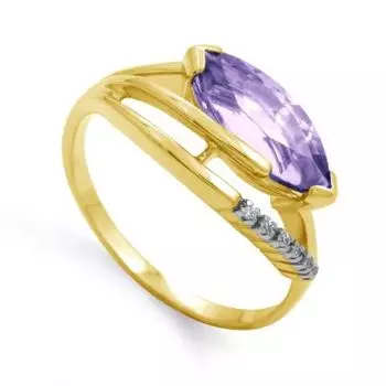 Кольцо с аметистом и фианитами Линии Любви
