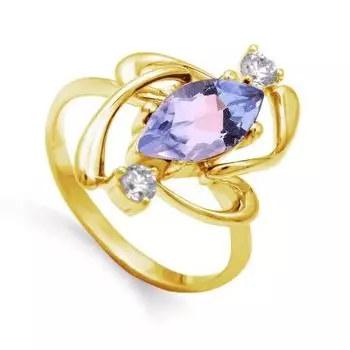 Кольцо с аметистом и фианитами Линии Любви