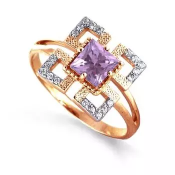 Кольцо с аметистом и фианитами Линии Любви