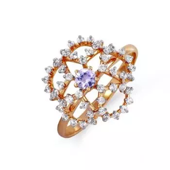 Кольцо с аметистом и фианитами Линии Любви