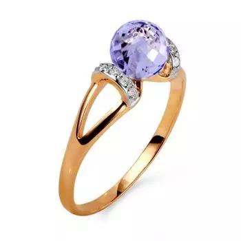 Кольцо с аметистом и фианитами Линии Любви