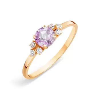 Кольцо с аметистом и фианитами Линии Любви