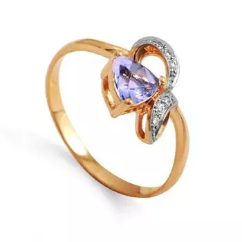 Кольцо с аметистом и фианитами Линии Любви