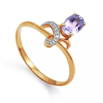 Кольцо с аметистом и фианитами Линии Любви