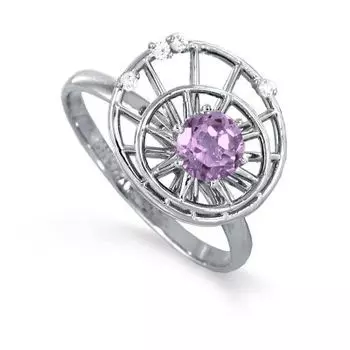 Кольцо с аметистом и фианитами Линии Любви