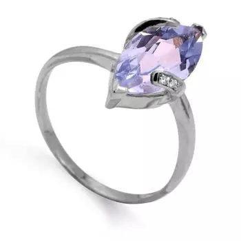 Кольцо с аметистом и фианитами Линии Любви