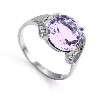 Кольцо с аметистом и фианитами Линии Любви
