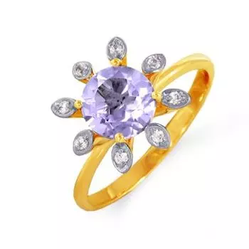 Кольцо с аметистом и фианитами Линии Любви