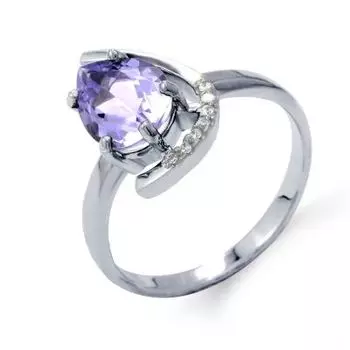 Кольцо с аметистом и фианитами Линии Любви