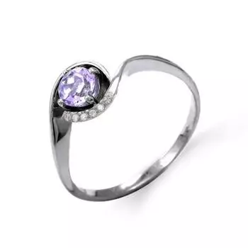 Кольцо с аметистом и фианитами Линии Любви
