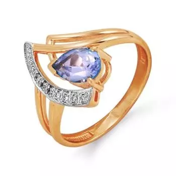 Кольцо с аметистом и фианитами Линии Любви