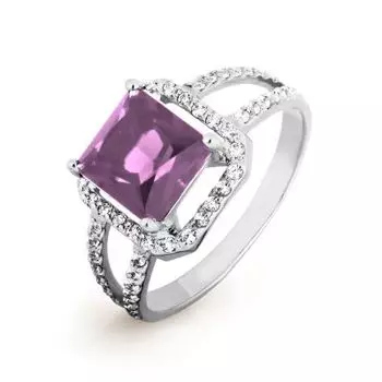 Кольцо с аметистом и фианитами Линии Любви