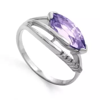 Кольцо с аметистом и фианитами Линии Любви