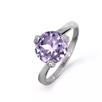 Кольцо с аметистом и фианитами Линии Любви