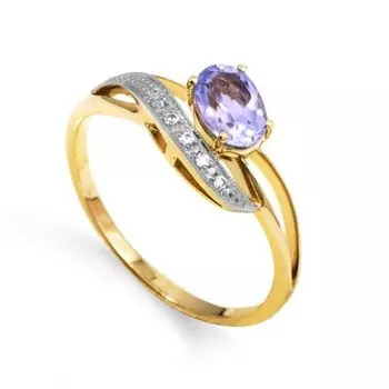 Кольцо с аметистом и фианитами Линии Любви