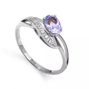 Кольцо с аметистом и фианитами Линии Любви