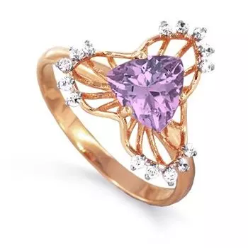 Кольцо с аметистом и фианитами Линии Любви