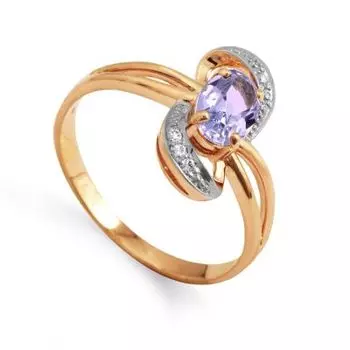 Кольцо с аметистом и фианитами Линии Любви