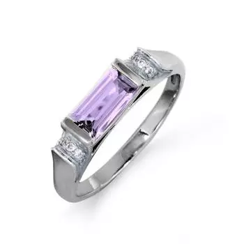Кольцо с аметистом и фианитами Линии Любви
