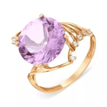 Кольцо с аметистом и фианитами Линии Любви