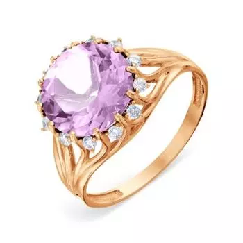 Кольцо с аметистом и фианитами Линии Любви