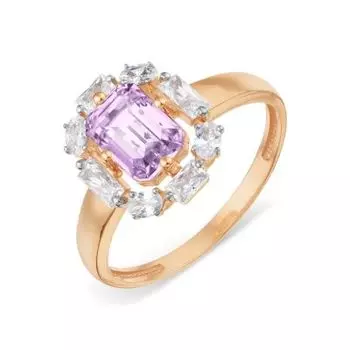 Кольцо с аметистом и фианитами Premiums Линии Любви