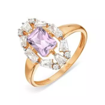 Кольцо с аметистом и фианитами Premiums Линии Любви