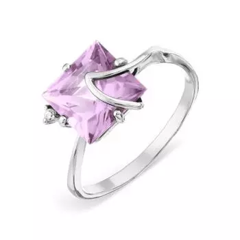 Кольцо с аметистом и фианитом Линии Любви