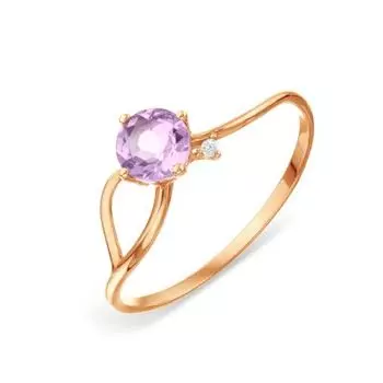Кольцо с аметистом и фианитом Линии Любви