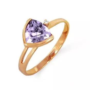Кольцо с аметистом и фианитом Линии Любви