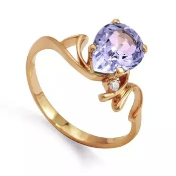 Кольцо с аметистом и фианитом Линии Любви