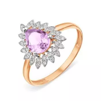 Кольцо с аметистом и Swarovski Zirconia Линии Любви