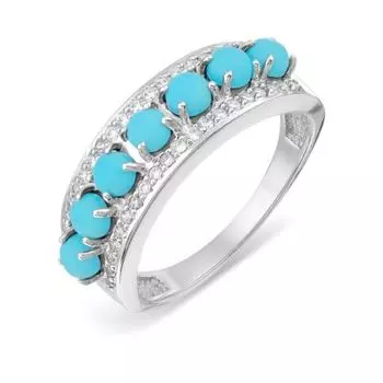 Кольцо с бирюзой и фианитами Линии Любви