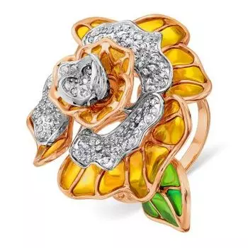 Кольцо с бриллиантами и эмалью Линии Любви