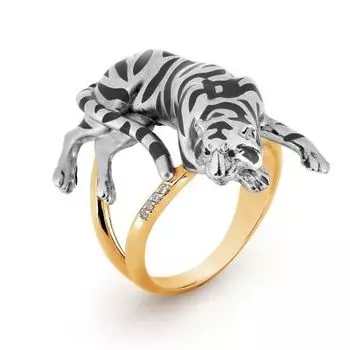 Кольцо с бриллиантами и эмалью Линии Любви