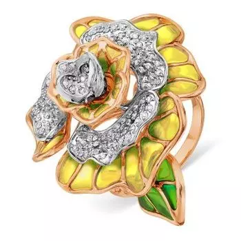 Кольцо с бриллиантами и эмалью Линии Любви