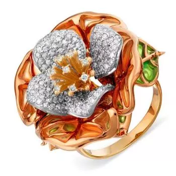 Кольцо с бриллиантами и эмалью Линии Любви