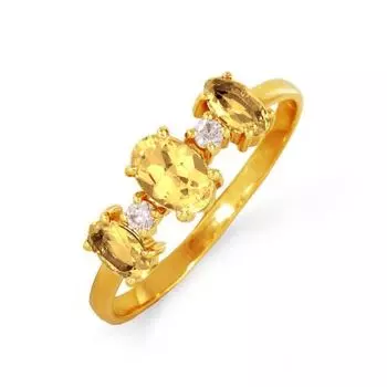 Кольцо с цитринами и фианитами Линии Любви