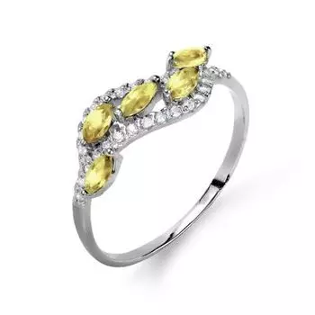 Кольцо с цитринами и фианитами Линии Любви