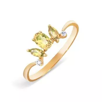 Кольцо с цитринами и фианитами Линии Любви