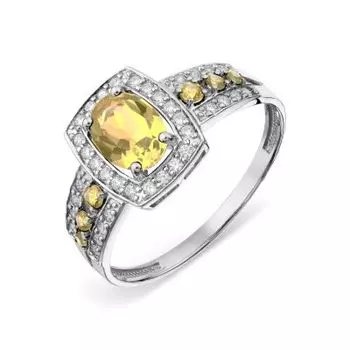 Кольцо с цитринами и фианитами Линии Любви
