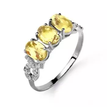 Кольцо с цитринами и фианитами Линии Любви