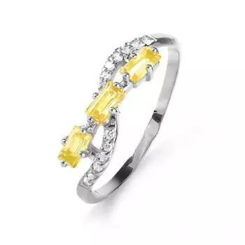 Кольцо с цитринами и фианитами Линии Любви